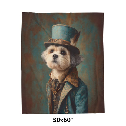Steampunk Shih Tzu Plush Blanket