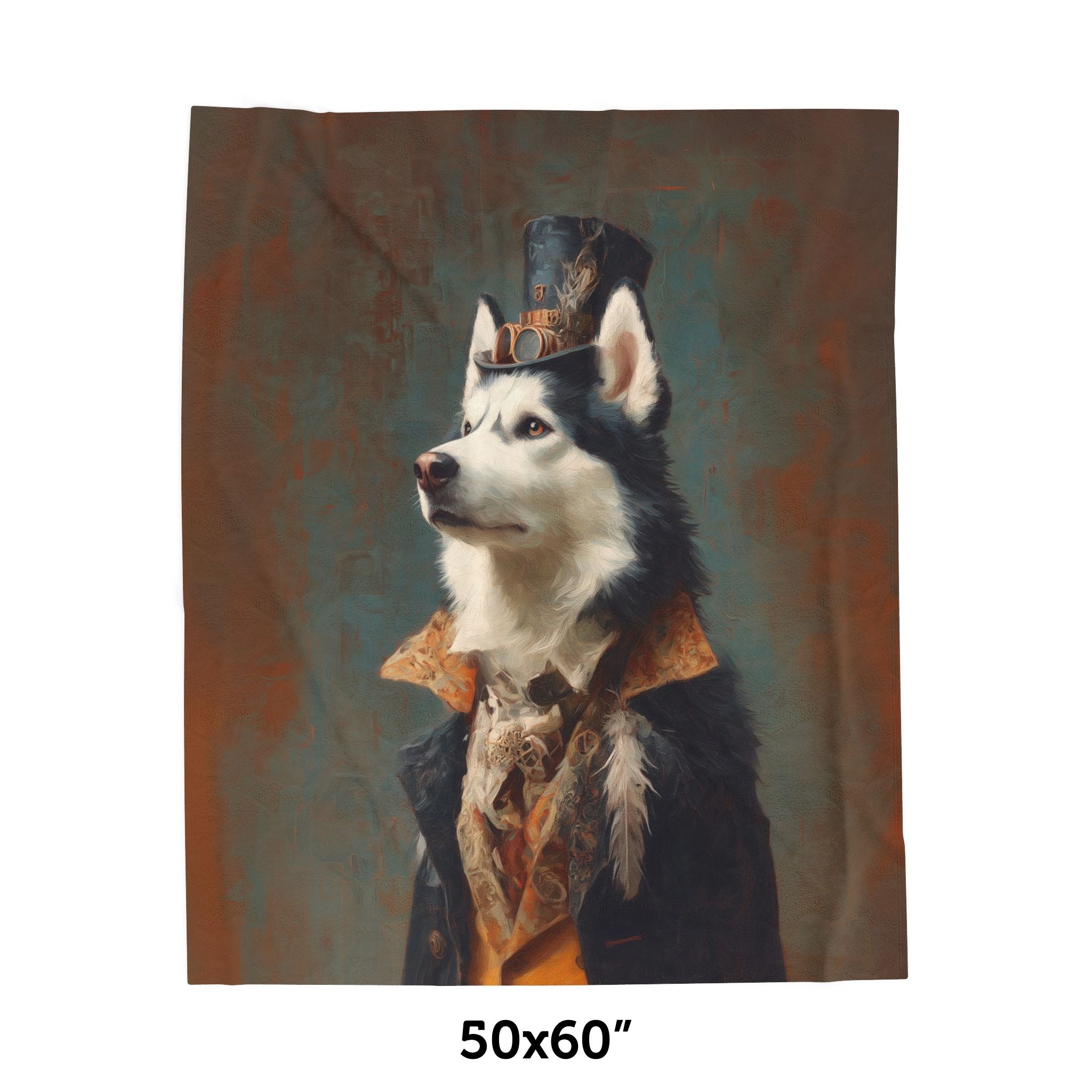 Steampunk Siberian Husky Plush Blanket