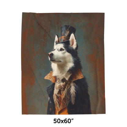 Steampunk Siberian Husky Plush Blanket
