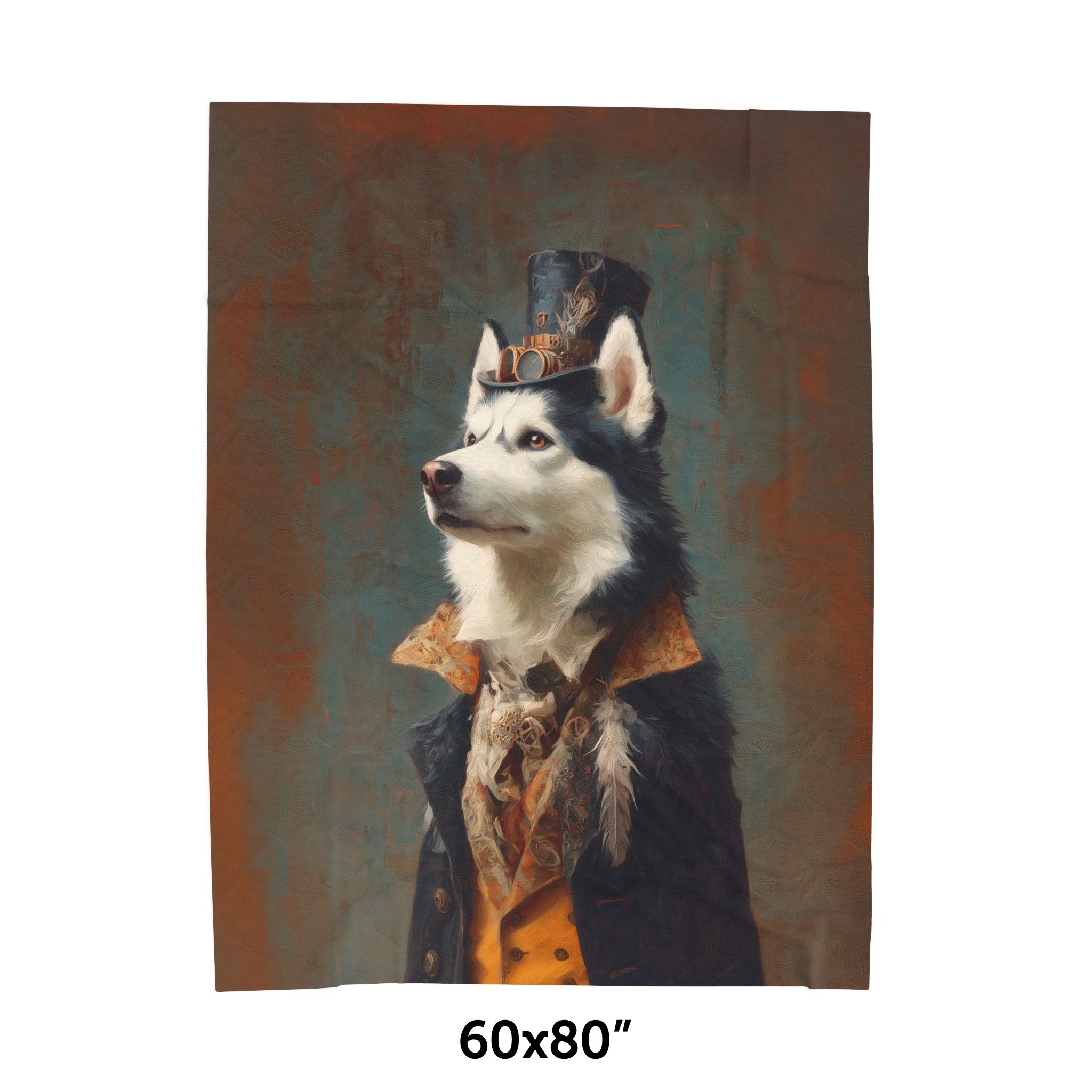 Steampunk Siberian Husky Plush Blanket