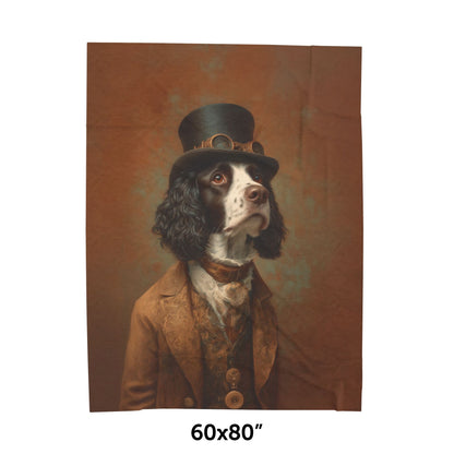 Steampunk English Springer Spaniel Plush Blanket