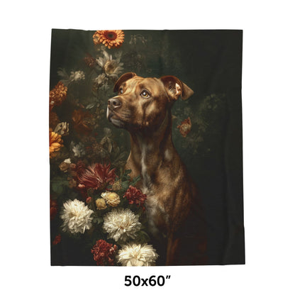 Botanical Staffordshire Bull Terrier Plush Blanket