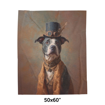 Steampunk Staffordshire Bull Terrier Plush Blanket