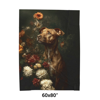 Botanical Staffordshire Bull Terrier Plush Blanket