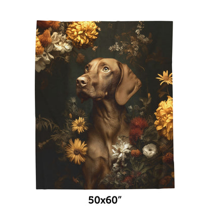 Botanical Vizsla Plush Blanket