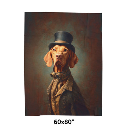 Steampunk Vizsla Plush Blanket
