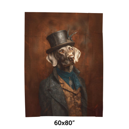 Steampunk Weimaraner Plush Blanket