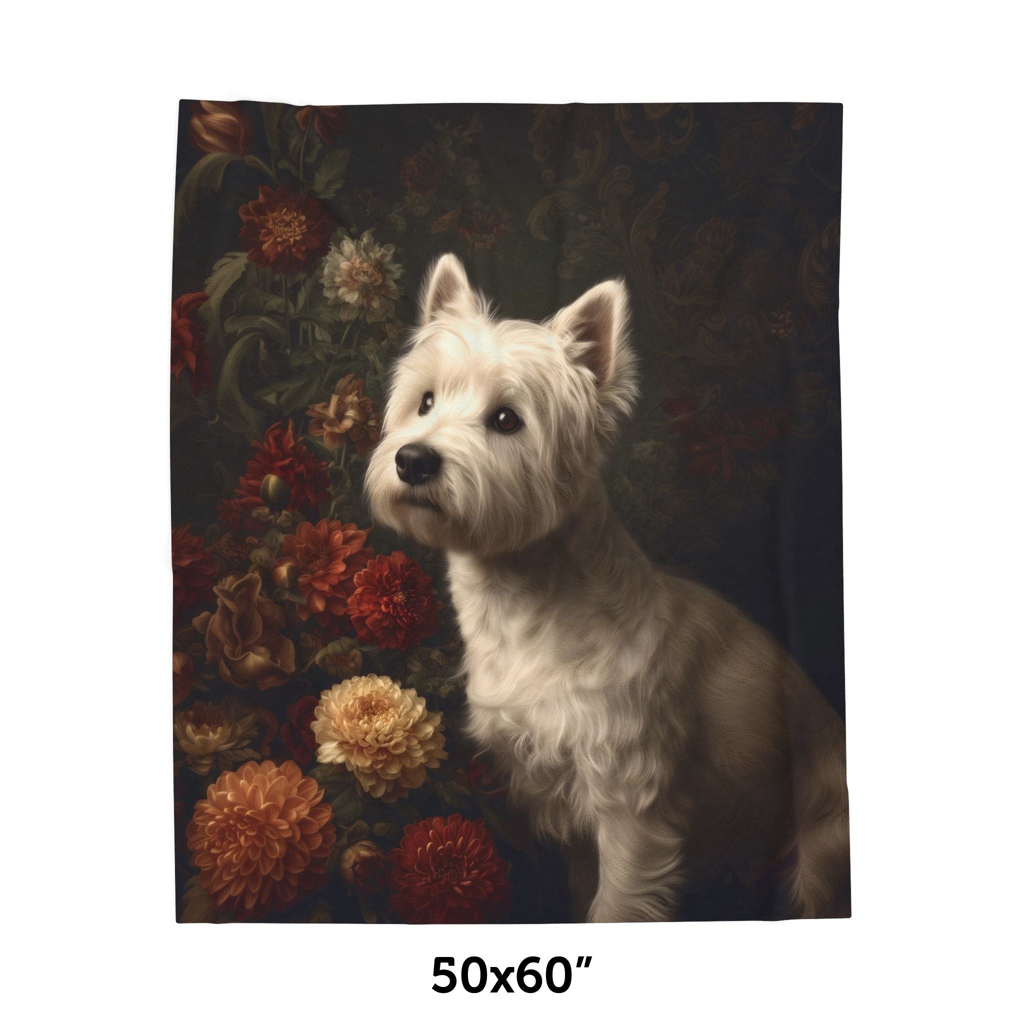 Botanical Westie Plush Blanket