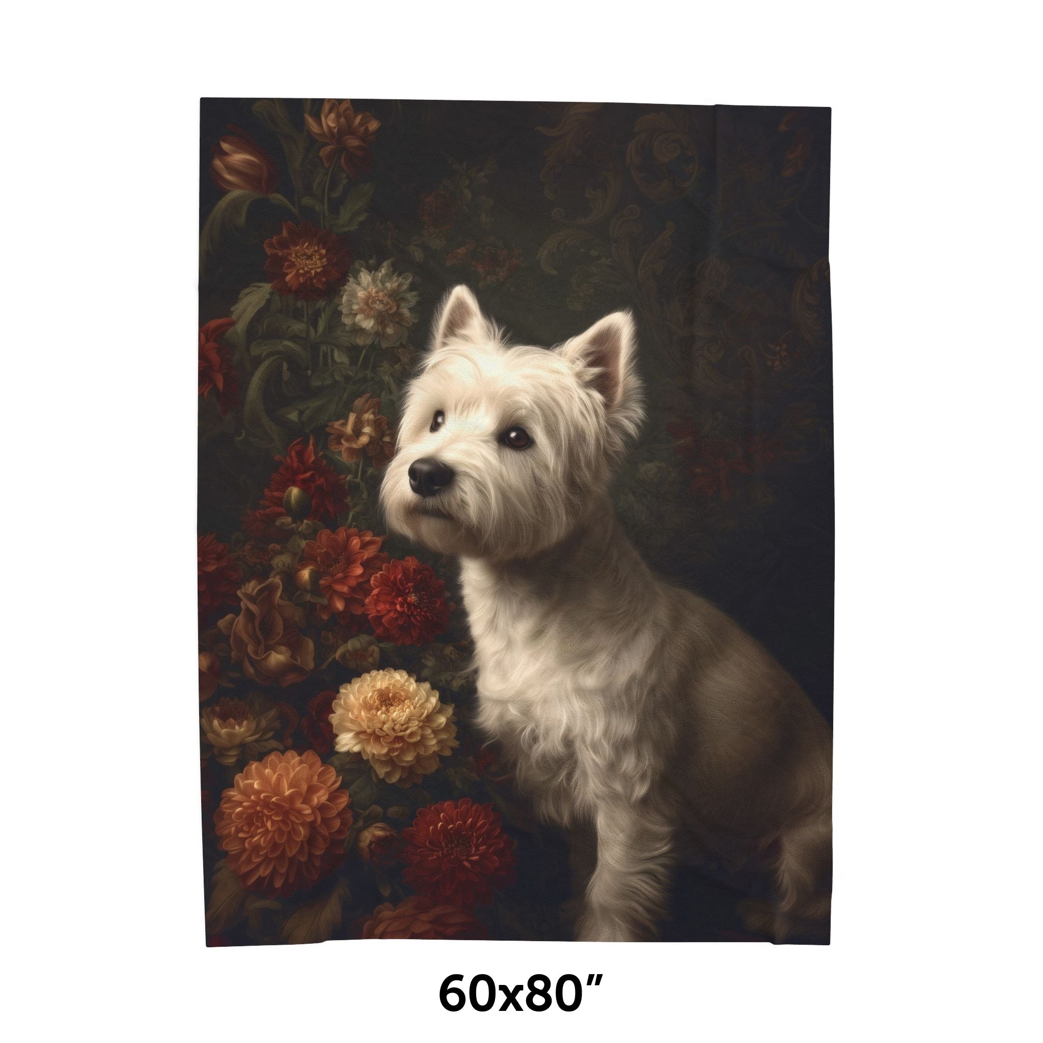 Botanical Westie Plush Blanket