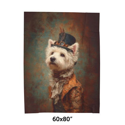 Steampunk Westie Plush Blanket