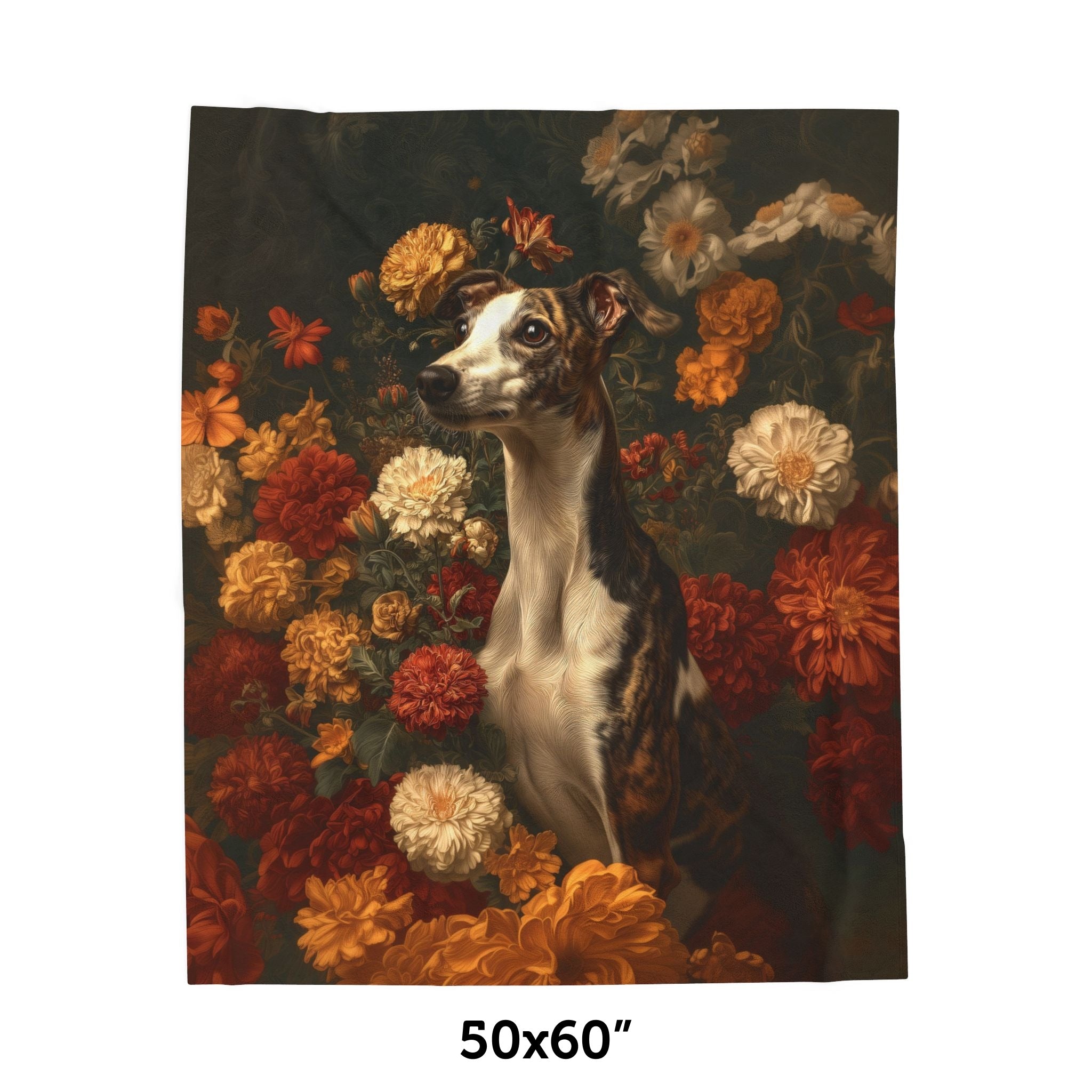 Botanical Whippet Plush Blanket