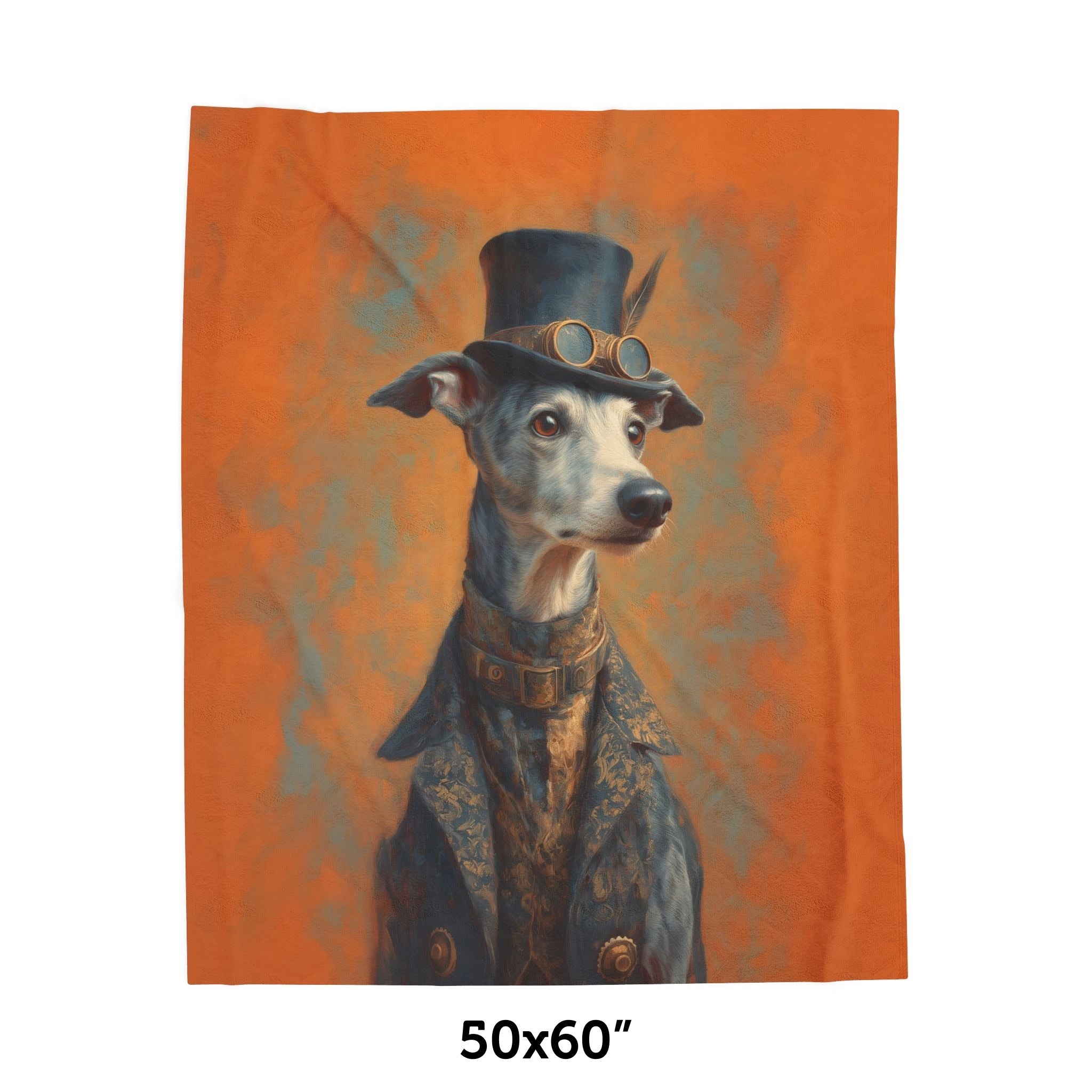 Steampunk Whippet Plush Blanket