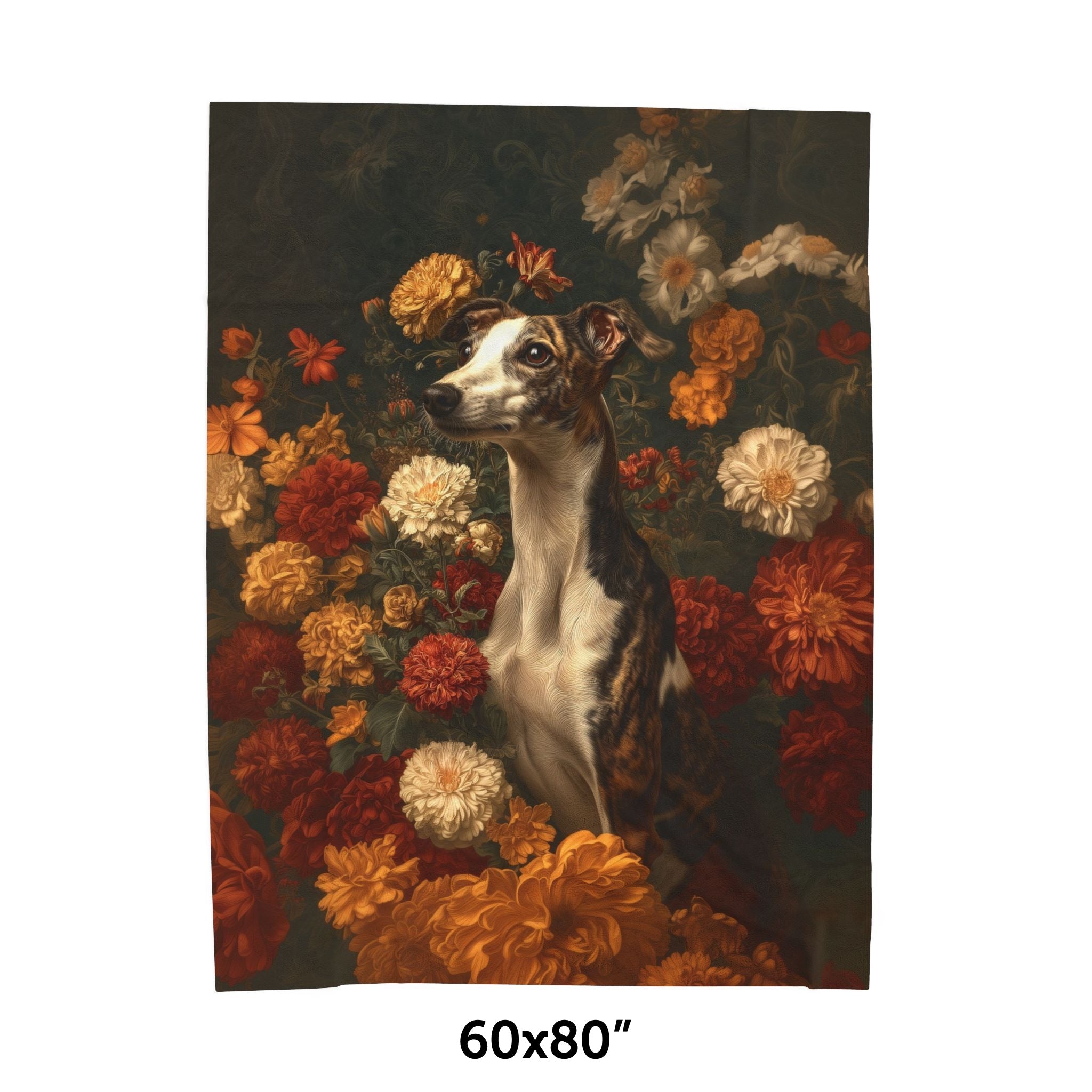 Botanical Whippet Plush Blanket