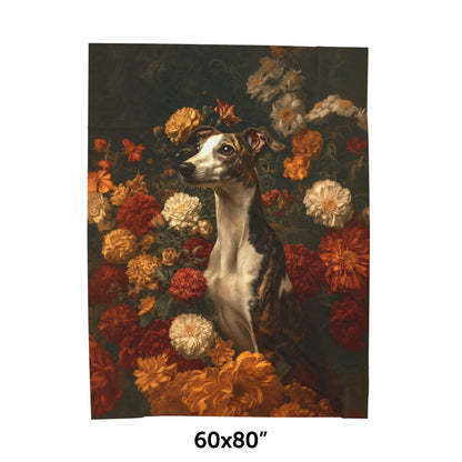 Botanical Whippet Plush Blanket