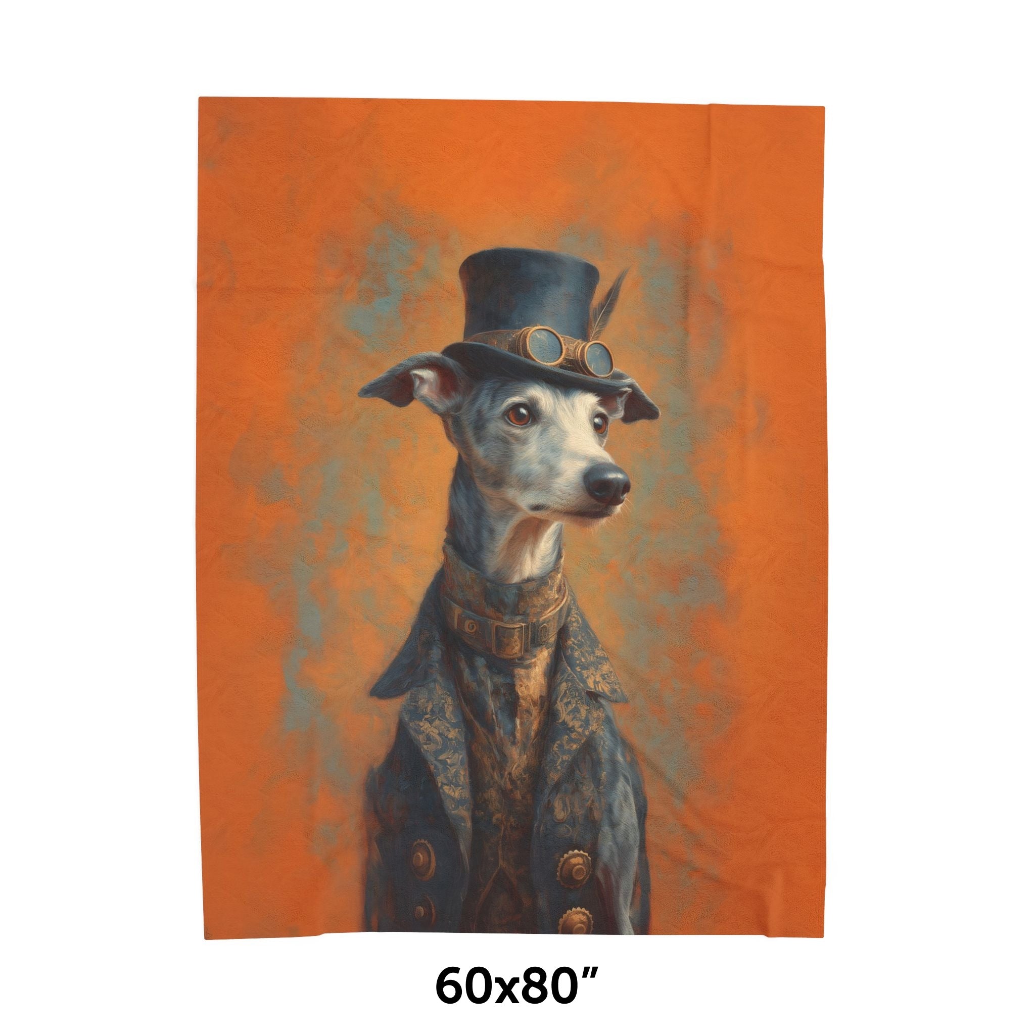 Steampunk Whippet Plush Blanket