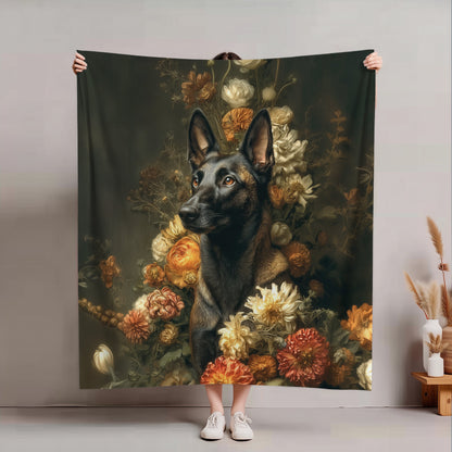 Botanical Belgian Malinois Plush Blanket