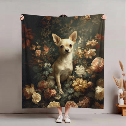 Botanical Chihuahua Plush Blanket