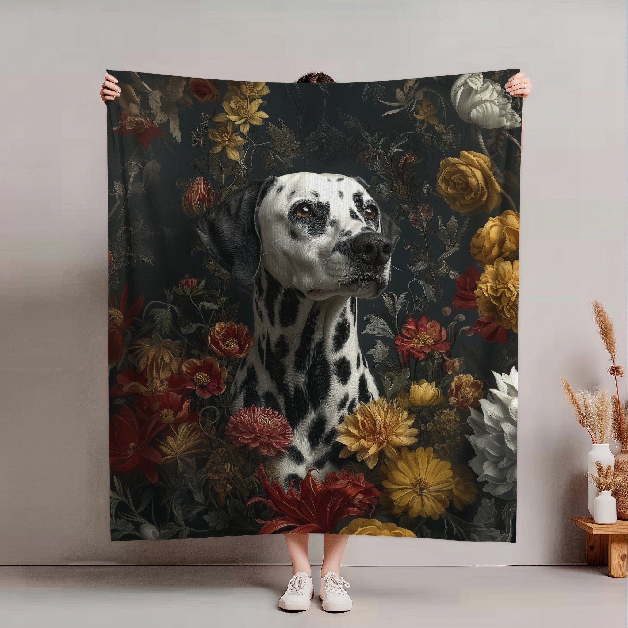 Botanical Dalmatian Plush Blanket