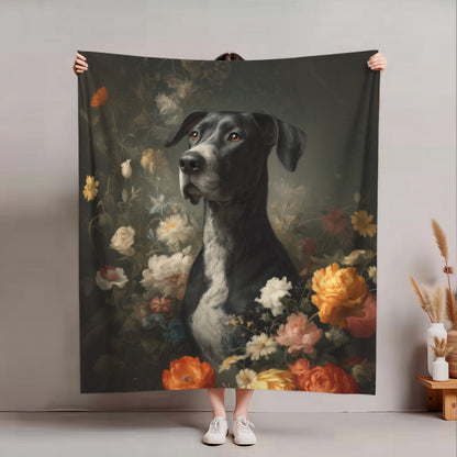 Botanical Great Dane Plush Blanket