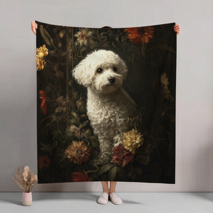 Botanical Bichon Frise Plush Blanket