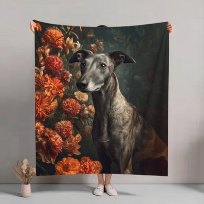 Botanical Greyhound Plush Blanket