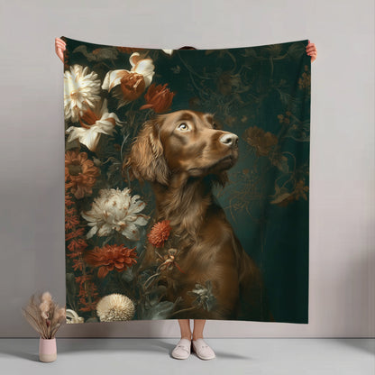 Botanical Irish Setter Plush Blanket