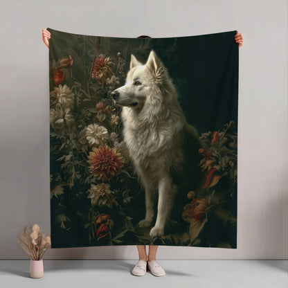 Botanical Samoyed Plush Blanket
