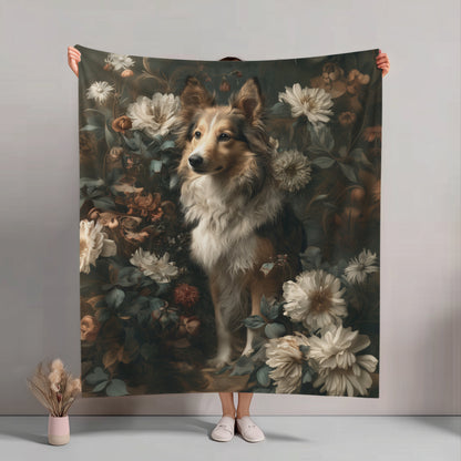 Botanical Shetland Sheepdog Plush Blanket