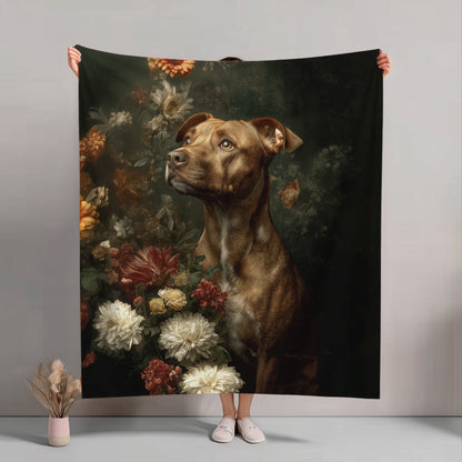 Botanical Staffordshire Bull Terrier Plush Blanket