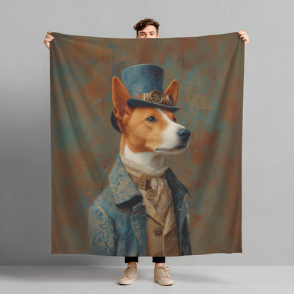 Steampunk Basenji Plush Blanket