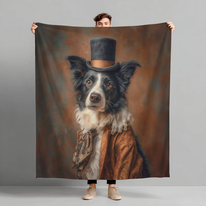 Steampunk Border Collie Plush Blanket