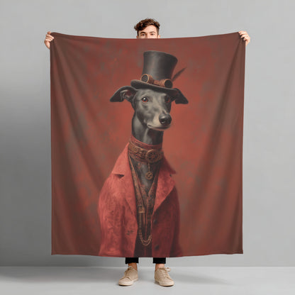 Steampunk Greyhound Plush Blanket