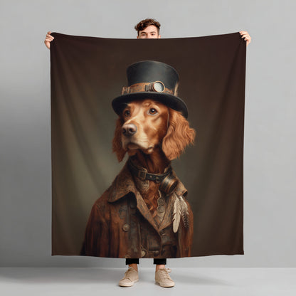 Steampunk Irish Setter Plush Blanket
