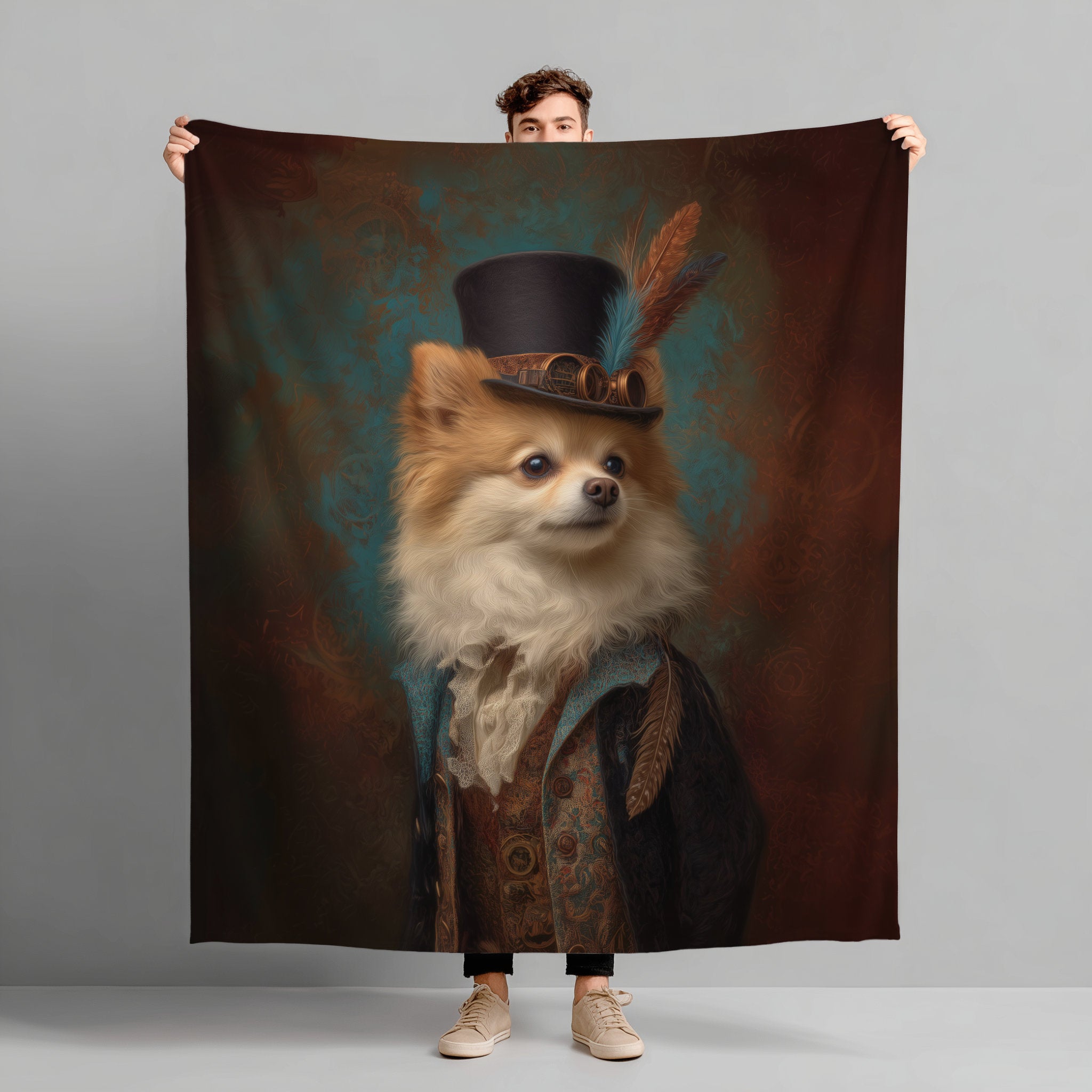 Steampunk Pomeranian Plush Blanket
