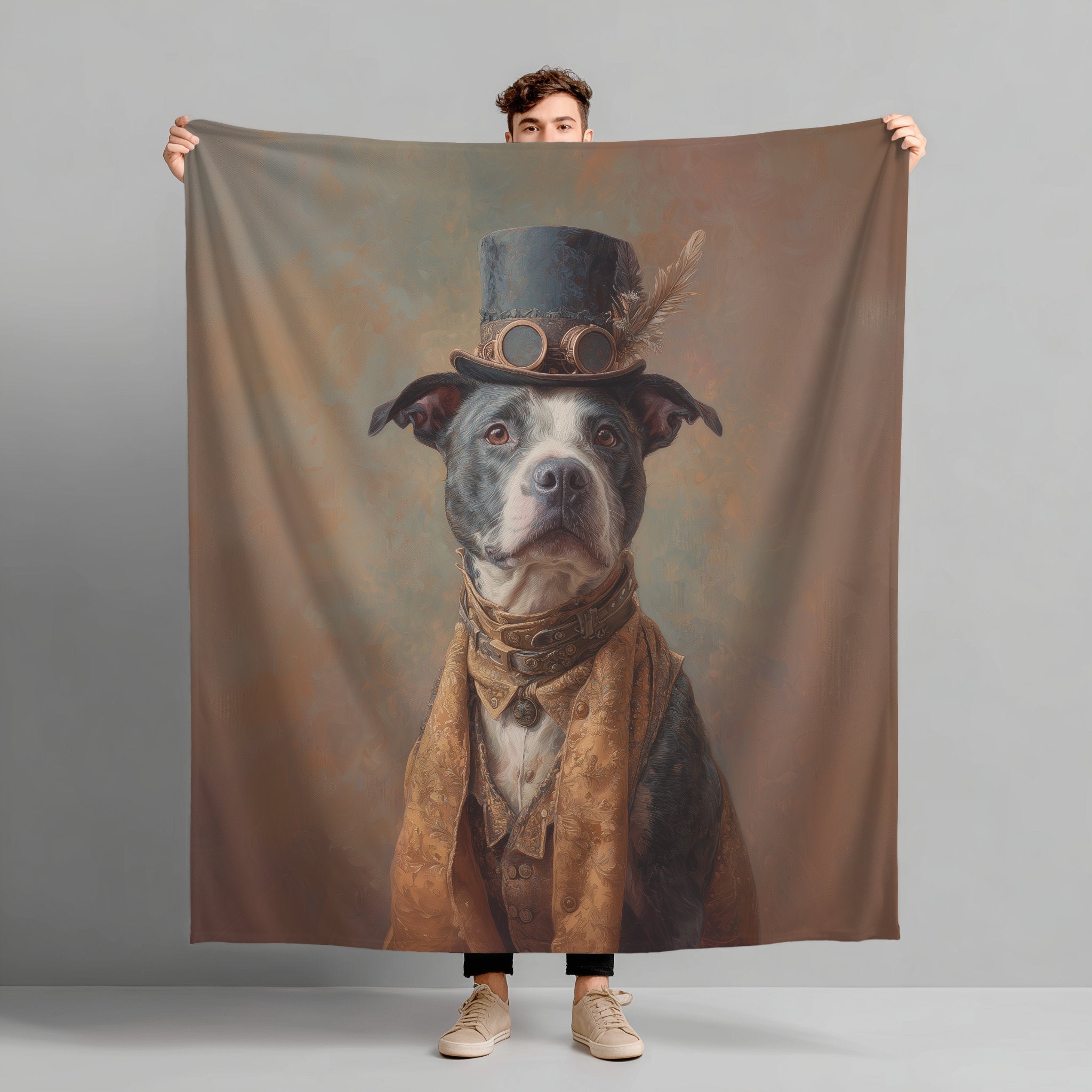 Steampunk Staffordshire Bull Terrier Plush Blanket