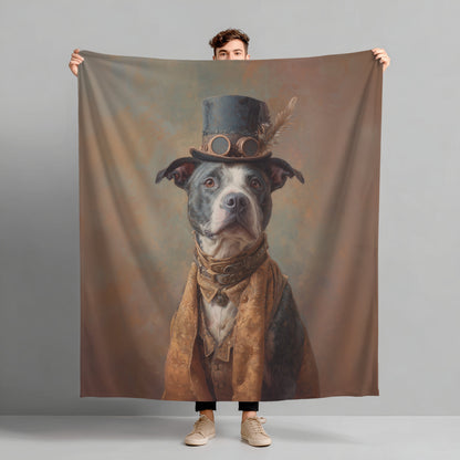 Steampunk Staffordshire Bull Terrier Plush Blanket