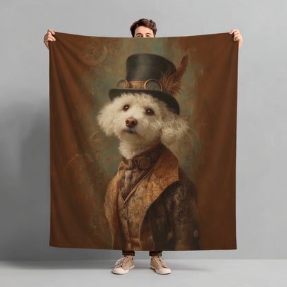 Steampunk Bichon Frise Plush Blanket