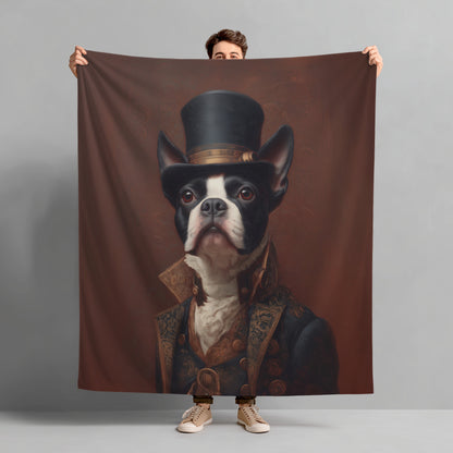 Steampunk Boston Terrier Plush Blanket
