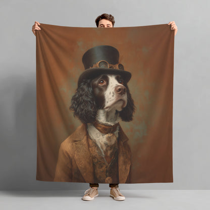 Steampunk English Springer Spaniel Plush Blanket