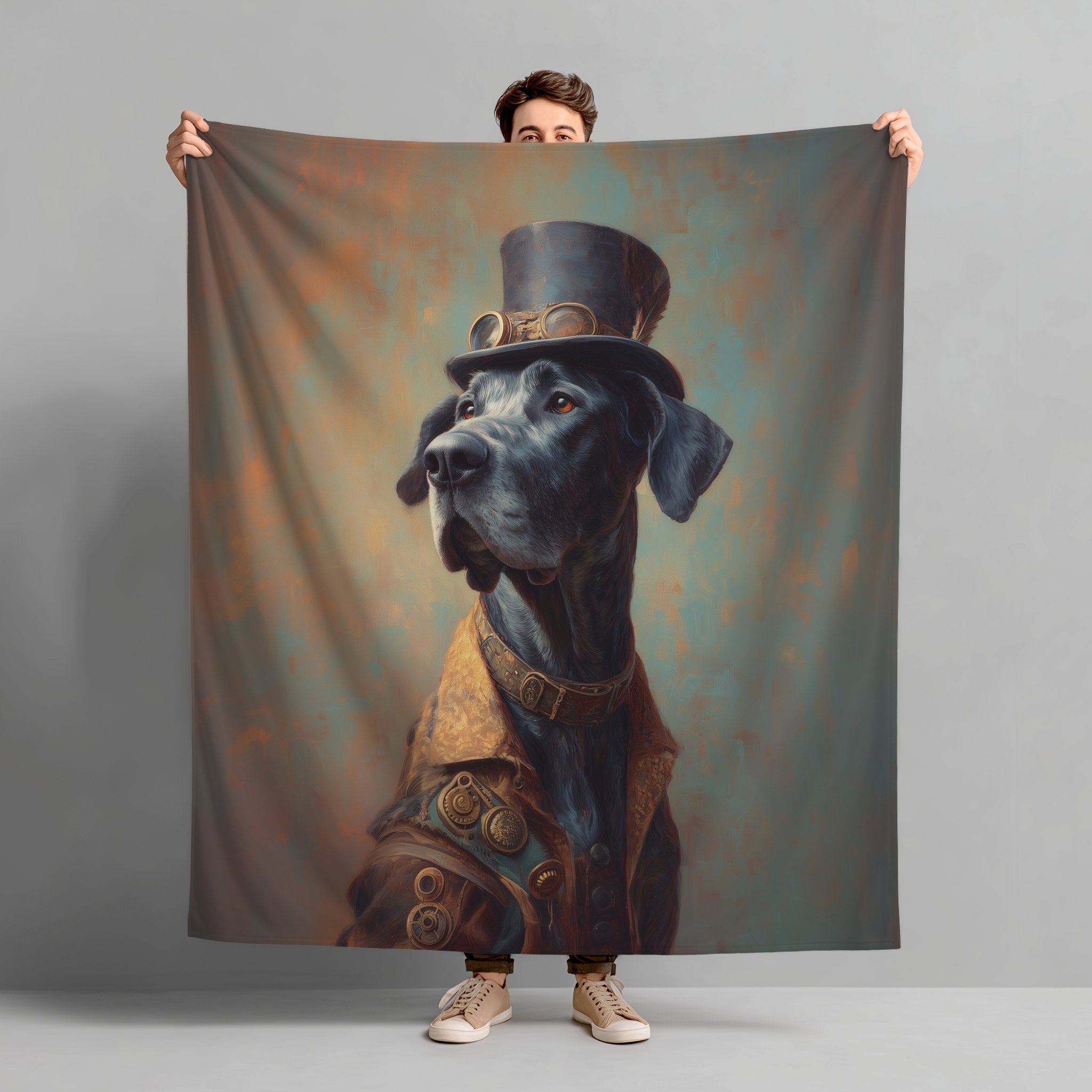 Steampunk Great Dane Plush Blanket