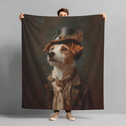 Steampunk Jack Russell Terrier Plush Blanket