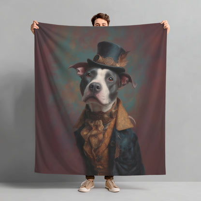 Steampunk Pit Bull Plush Blanket