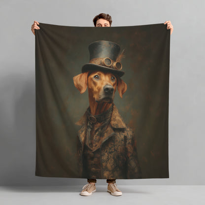 Steampunk Rhodesian Ridgeback Plush Blanket