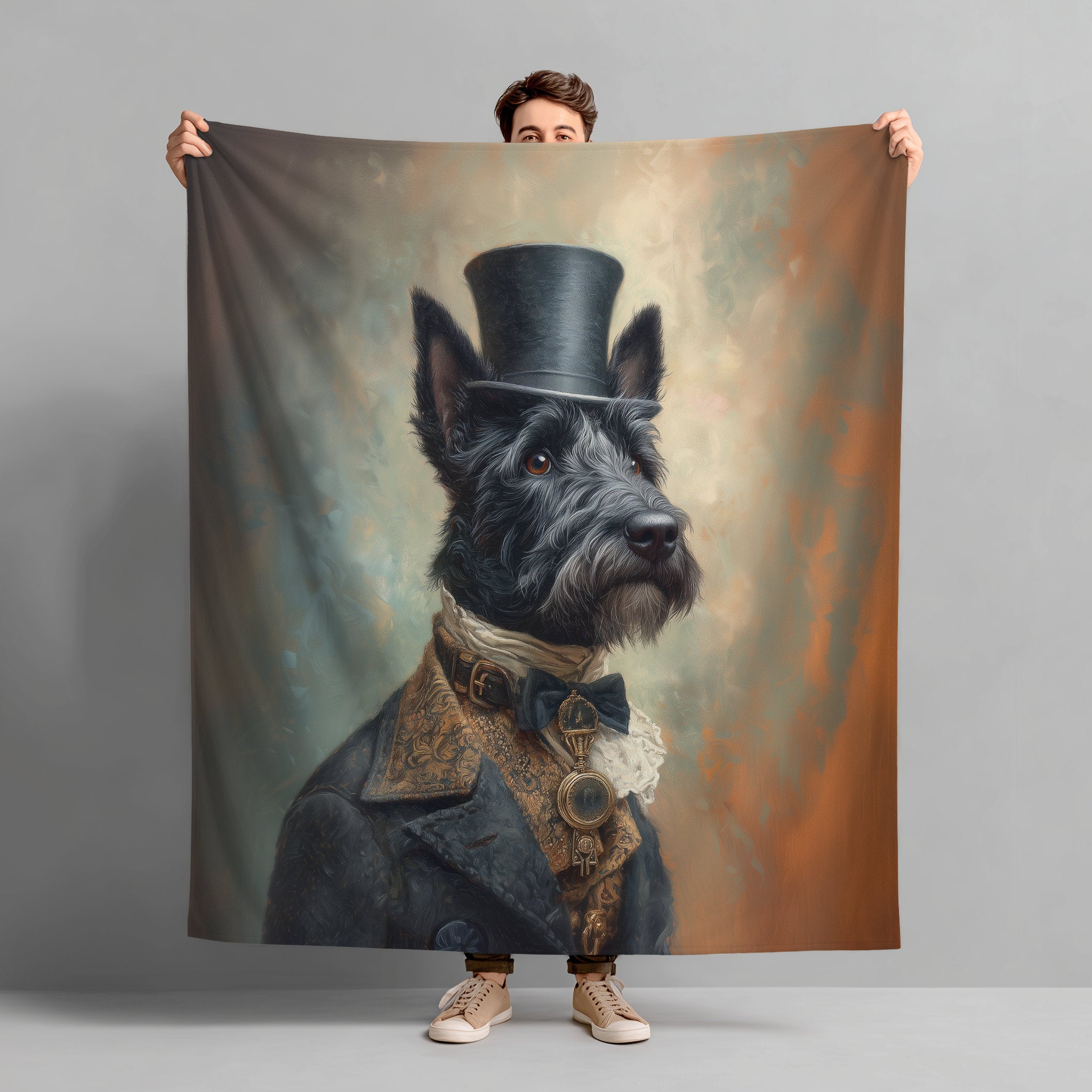 Steampunk Scottish Terrier Plush Blanket