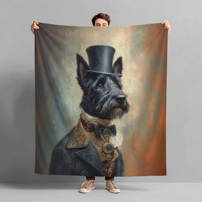 Steampunk Scottish Terrier Plush Blanket